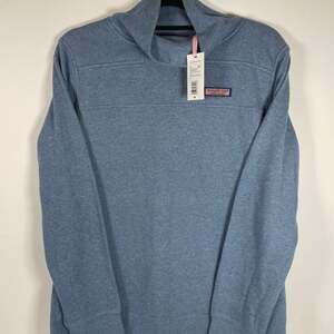 NWT! Vineyard Vines Women's Blue Dreamcloth funnel neck shep shirt Sz M